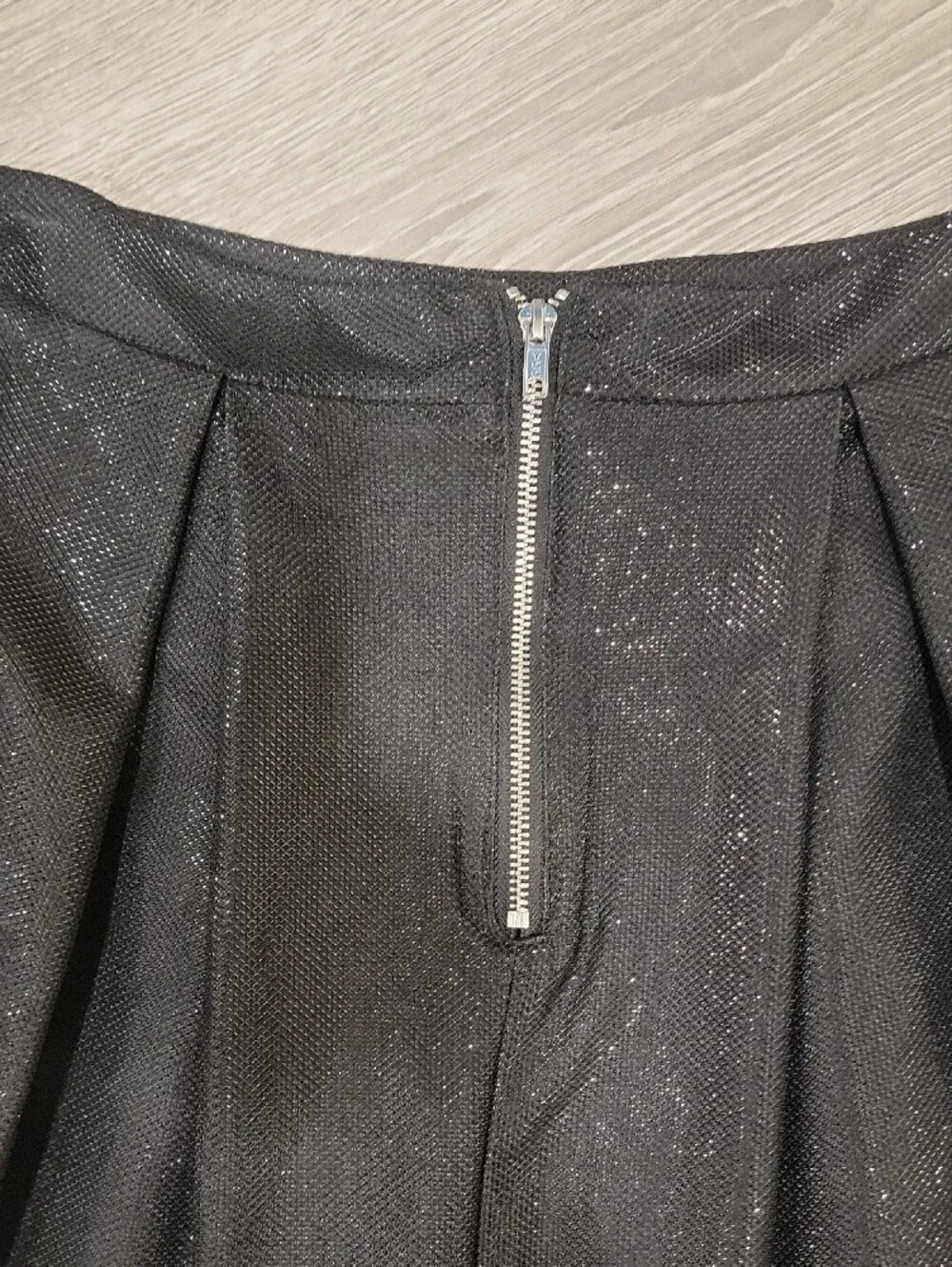 Charlotte Russe Black Glitter Pleated Mini Skirt